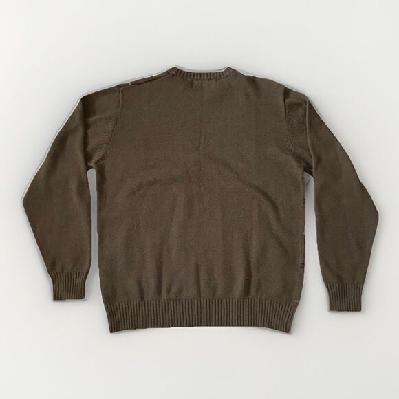 Oscar De La Renta Mens Sweater L Army Green Crewneck Pullover Y2K - Picture 8 of 9